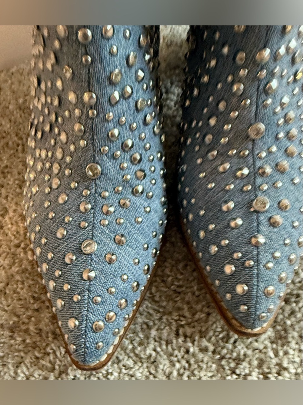 CORKY’S Hey Girl Light Blue Denim Cowboy Boots with Silver Rhinestones Size 9 - Picture 10 of 16